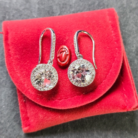 NEW Aurate White Gold Vermeil Sparkling Drop Earrings - Picture 2 of 7